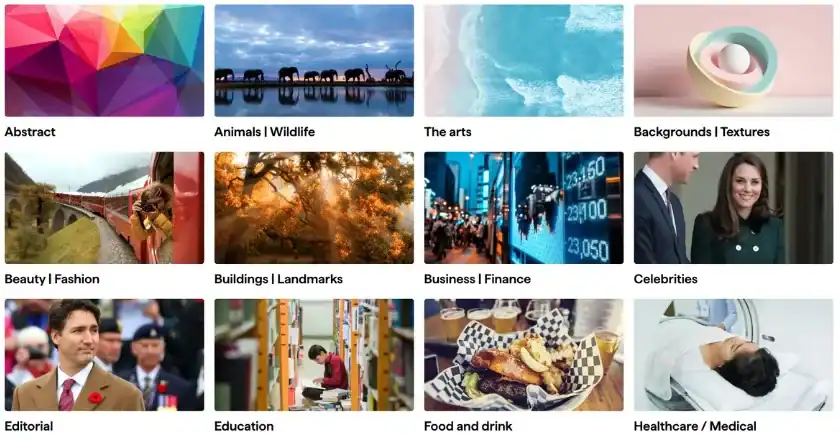 images categories from Shutterstock